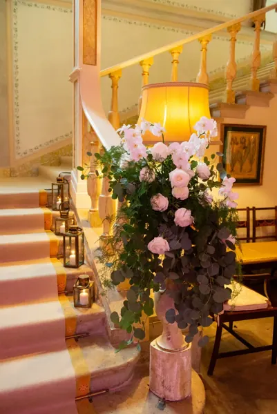 Floral arrangement in a golden Seteais interior